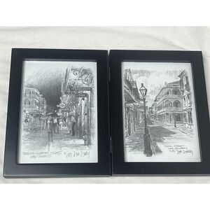 Don Davey Signed Pencil Drawing French Quarter Nights & Royal Street New Orleans